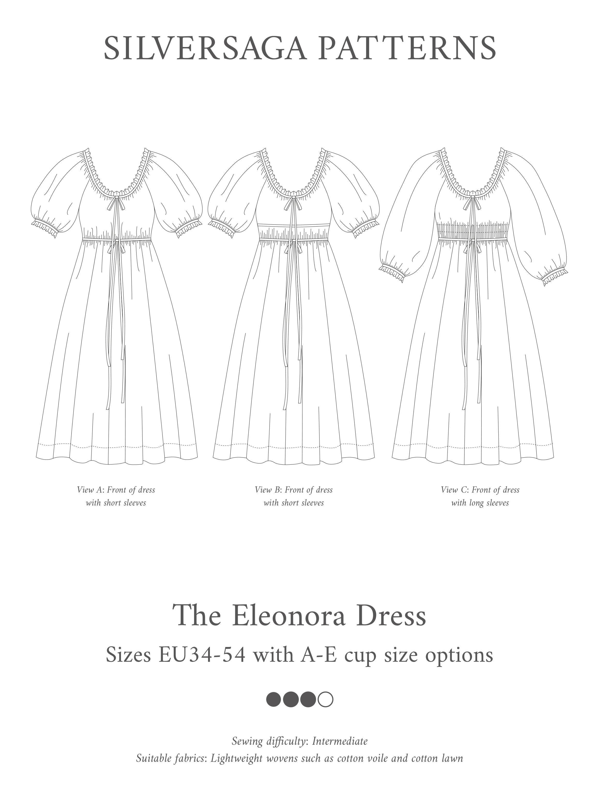 slim fit dress slacks Eleonora dress PDF sewing pattern – Silversaga Patterns