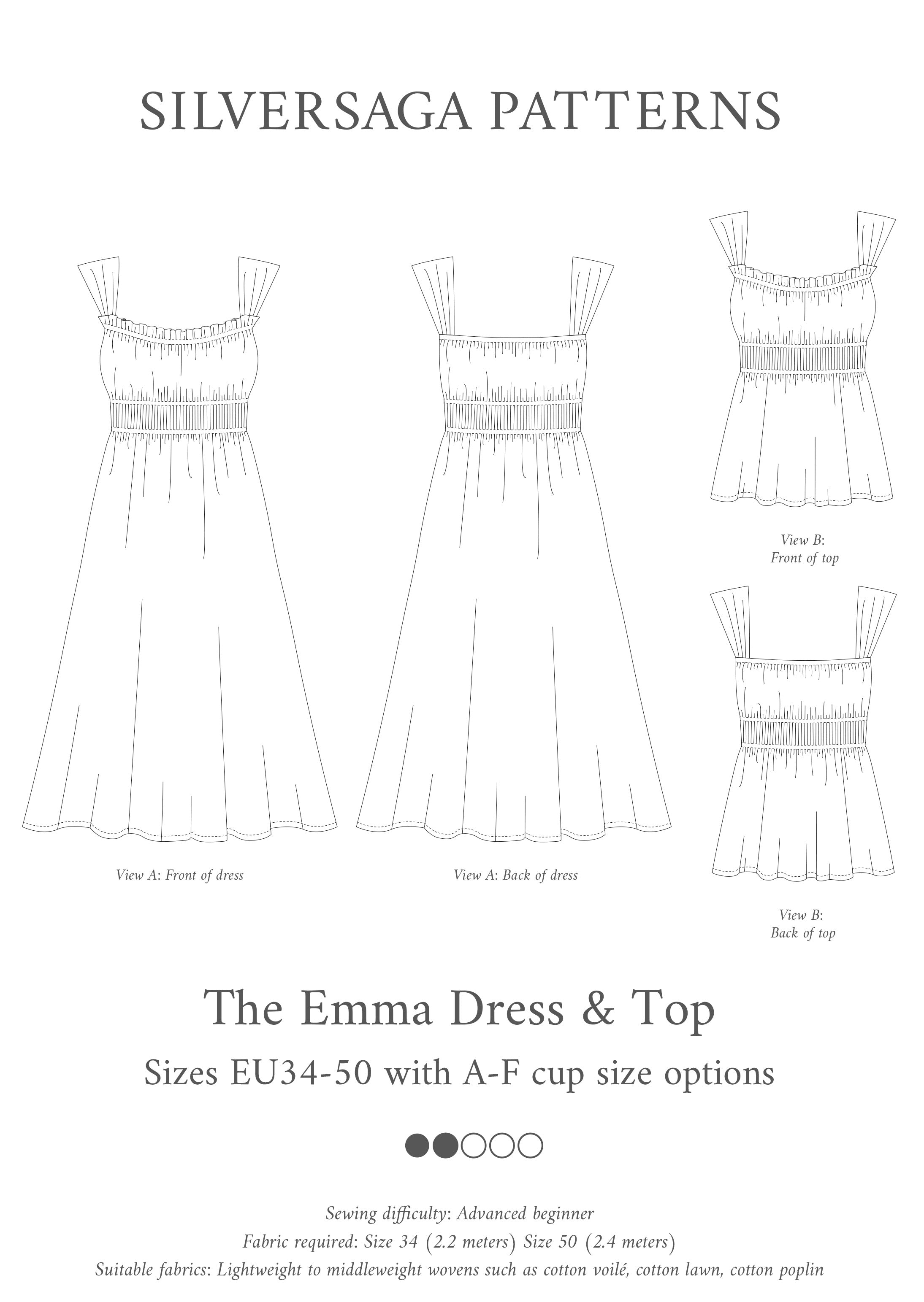 Emma dress & top PDF sewing pattern – Silversaga Patterns