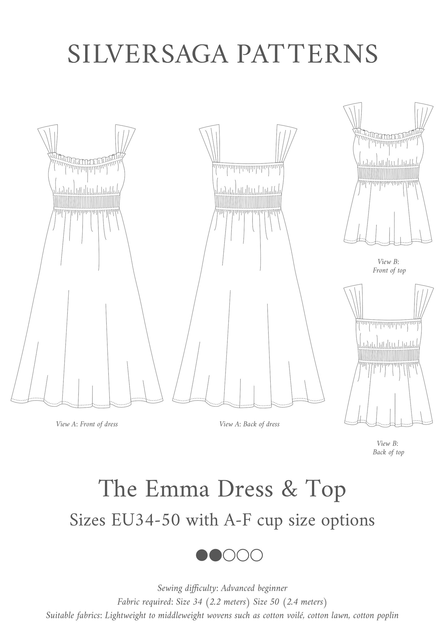 Emma dress & top PDF sewing pattern