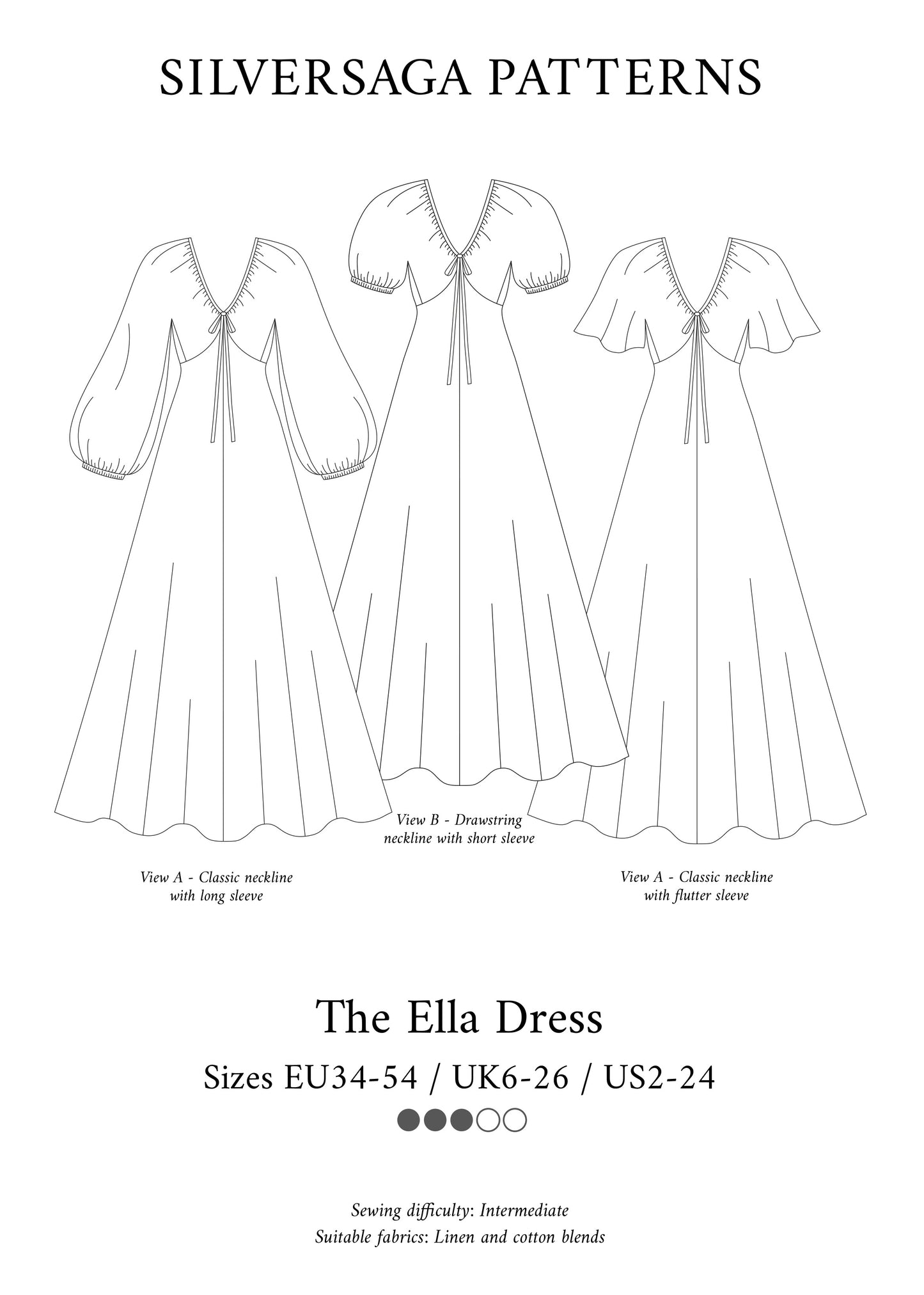 Ella dress PDF sewing pattern Silversaga Patterns Ella dress PDF sewing pattern Silversaga Patterns