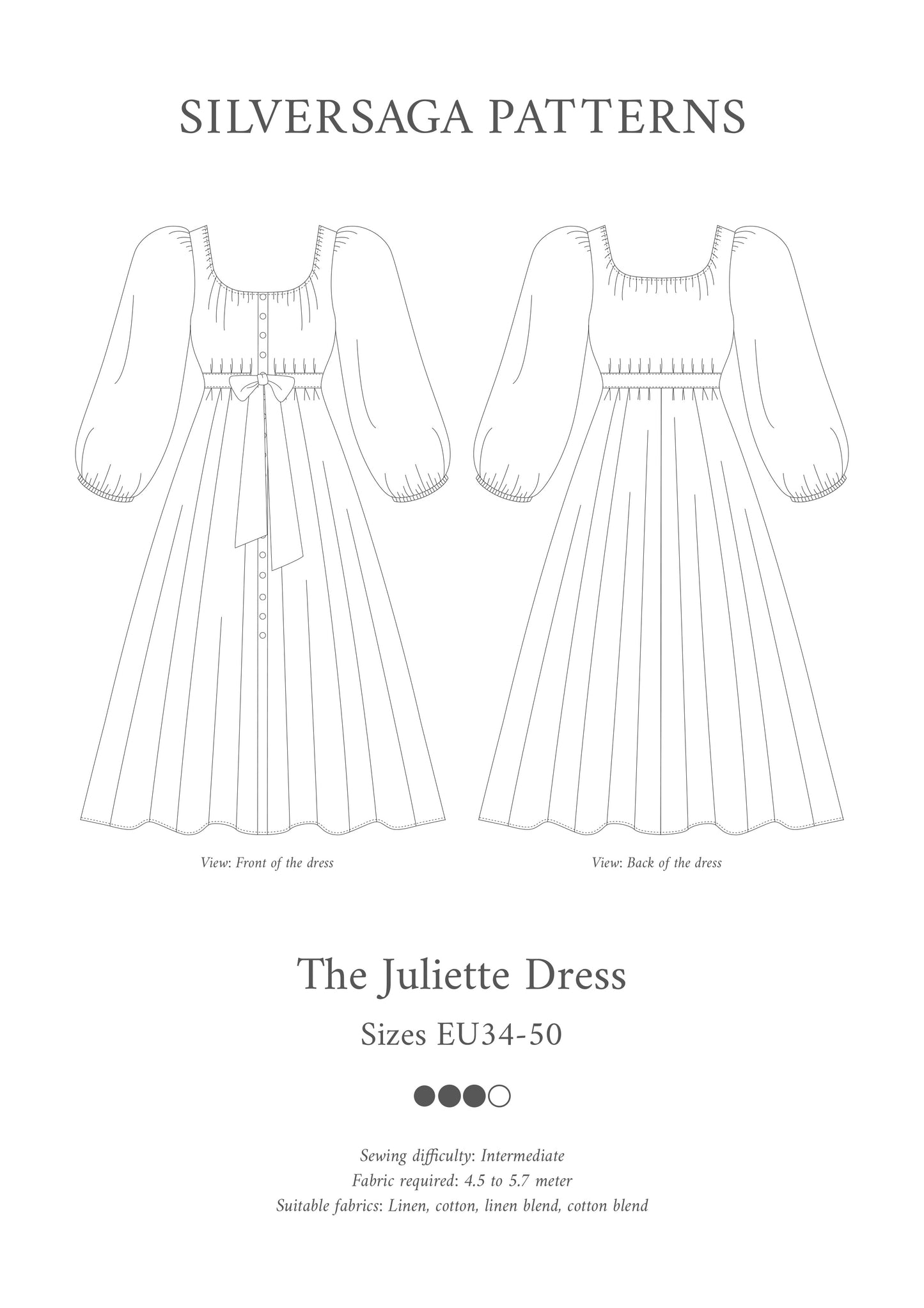 Juliette dress PDF sewing pattern Silversaga Patterns Juliette dress PDF sewing pattern Silversaga Patterns