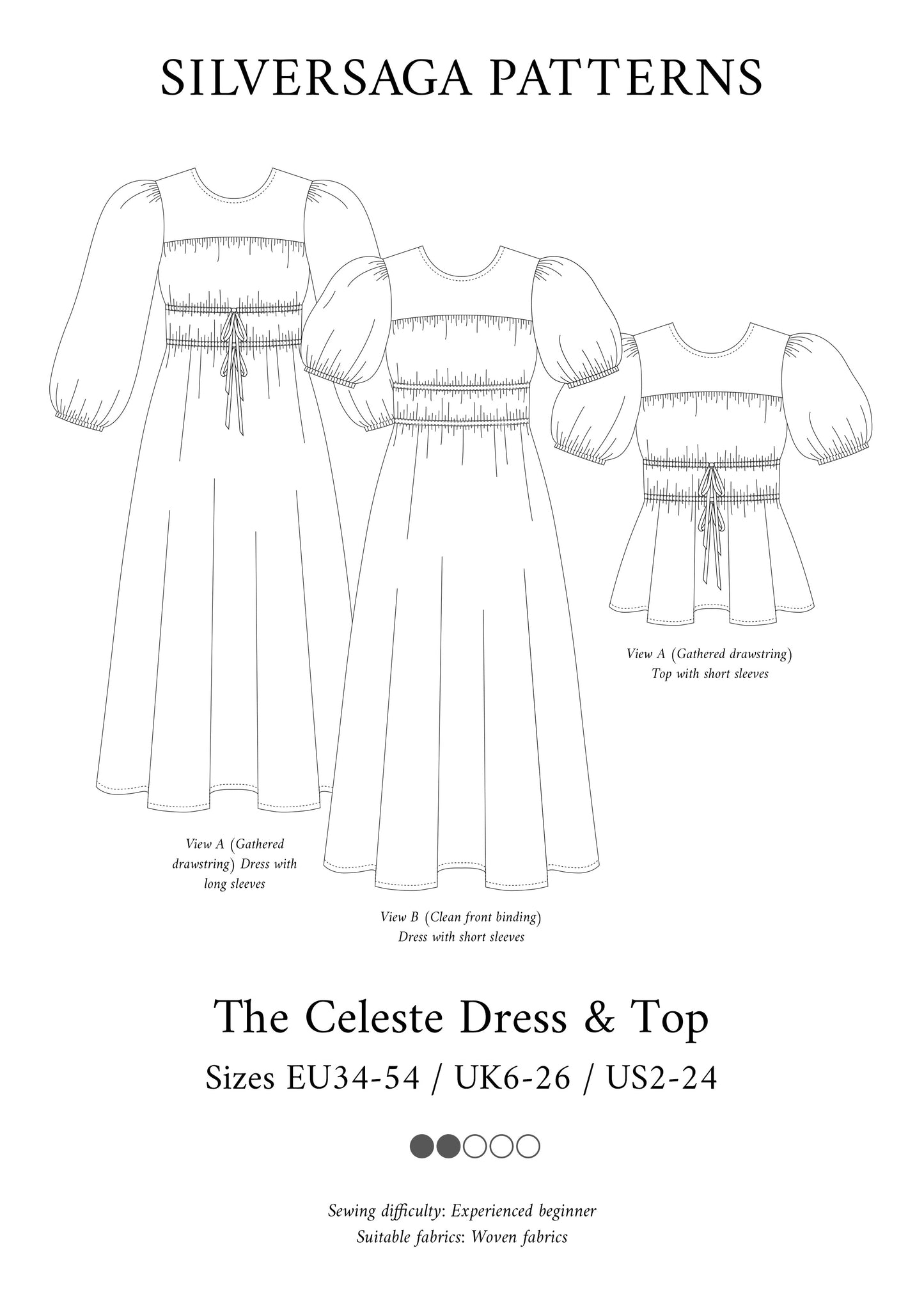Celeste Dress & Top PDF sewing pattern  Silversaga Patterns