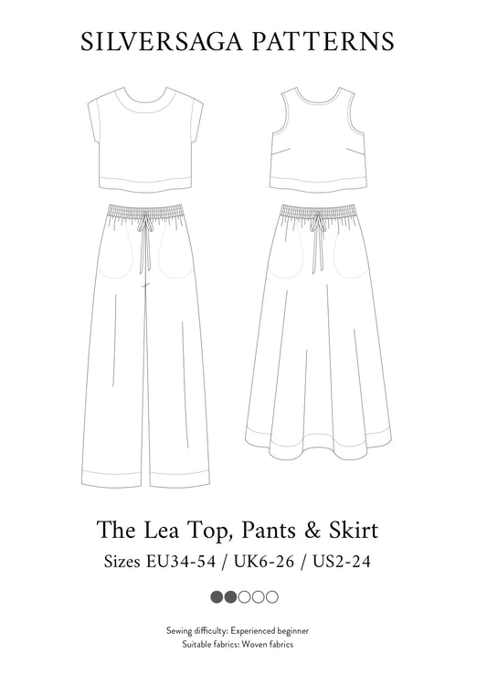 Lea Top, Pants & Skirt PDF sewing pattern