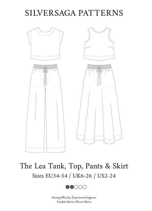 Lea Tank, Top, Pants & Skirt PDF sewing pattern