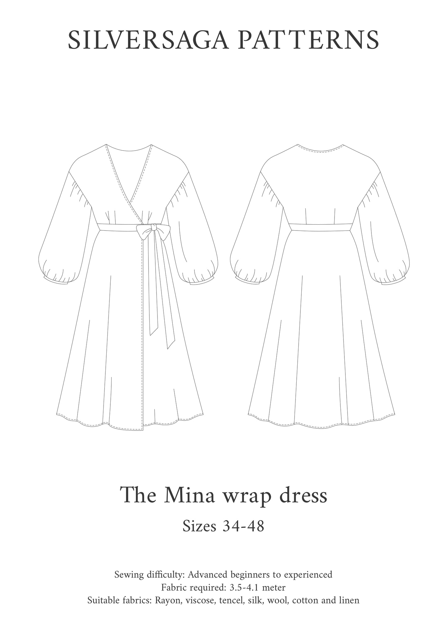 Mina wrap dress PDF sewing pattern