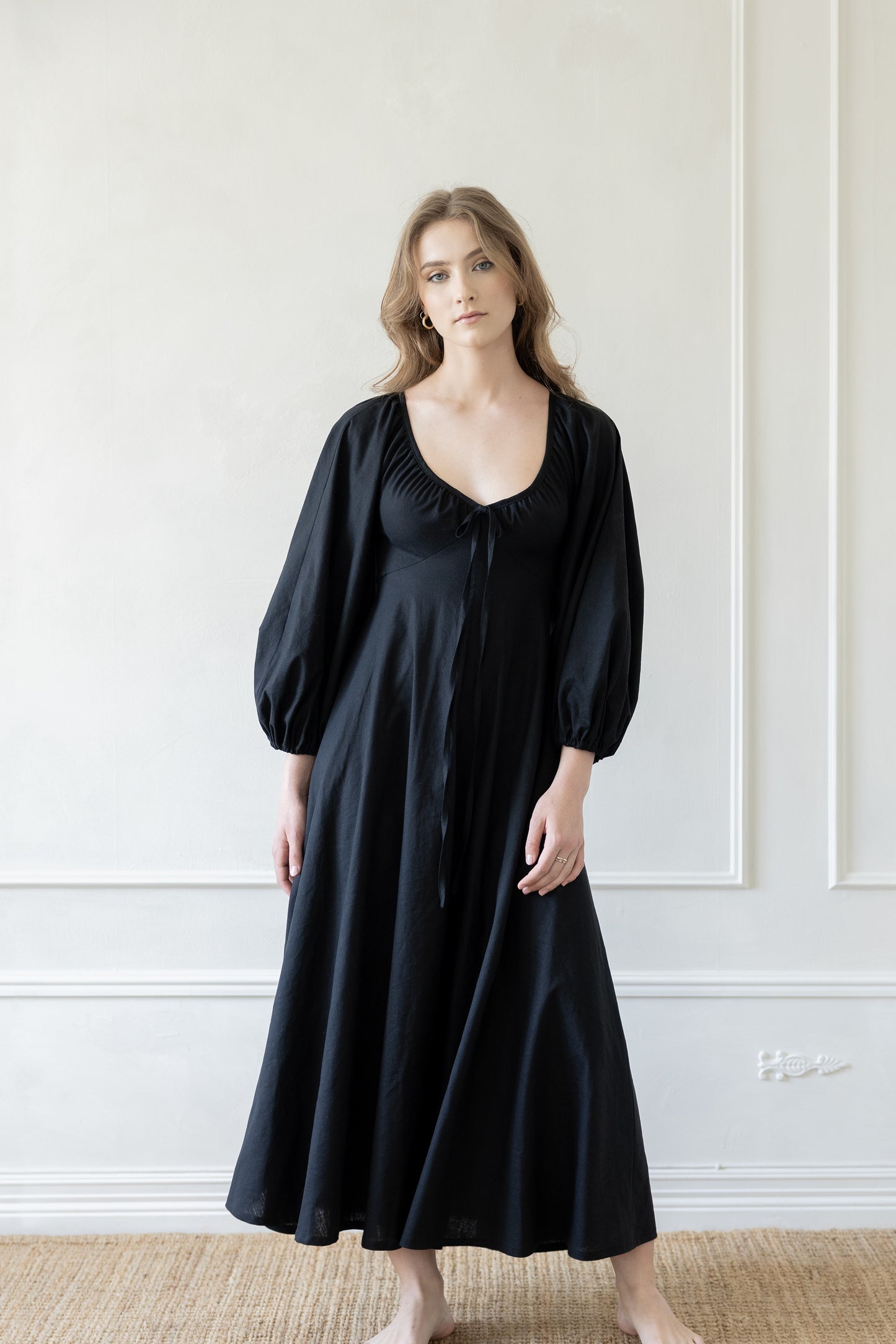 Ella dress in black linen