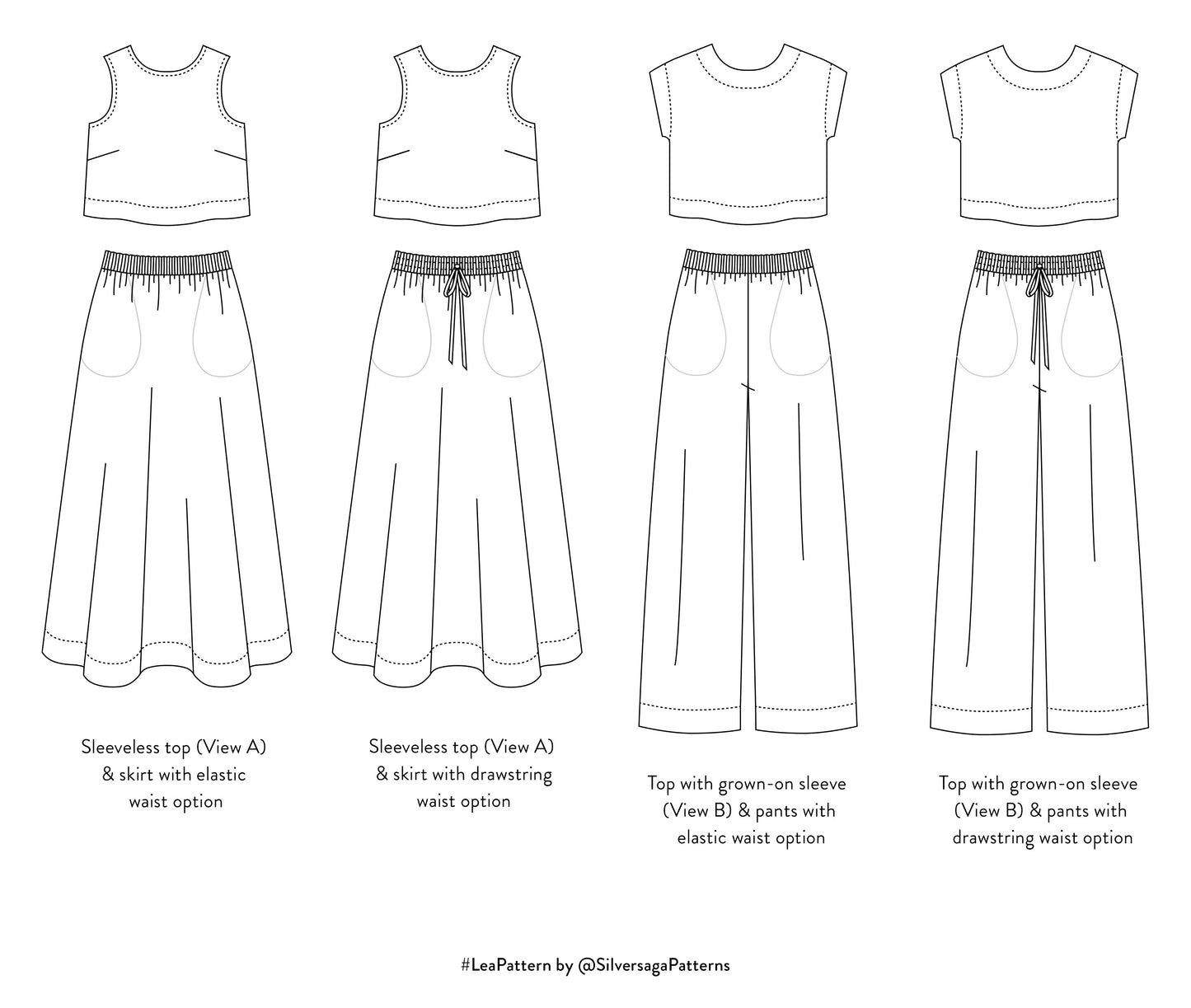 Lea Top, Pants & Skirt PDF sewing pattern